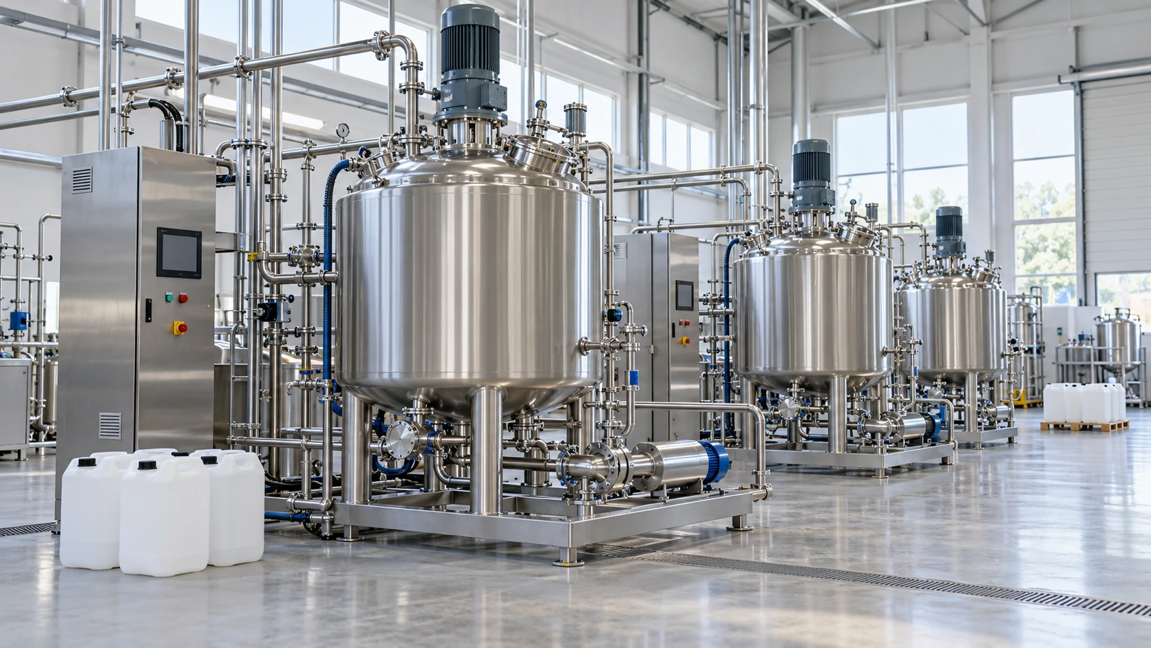 Representative illustration of a multi-vessel mixing and homogenizer installation